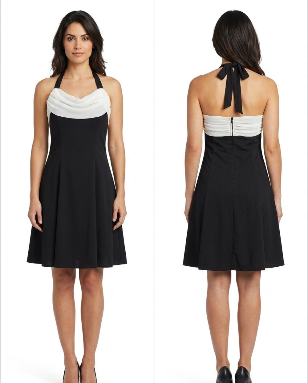 Rivar's Make Made in USA Cowl Neck A-Line Knee Length Dress Women Size 9/10